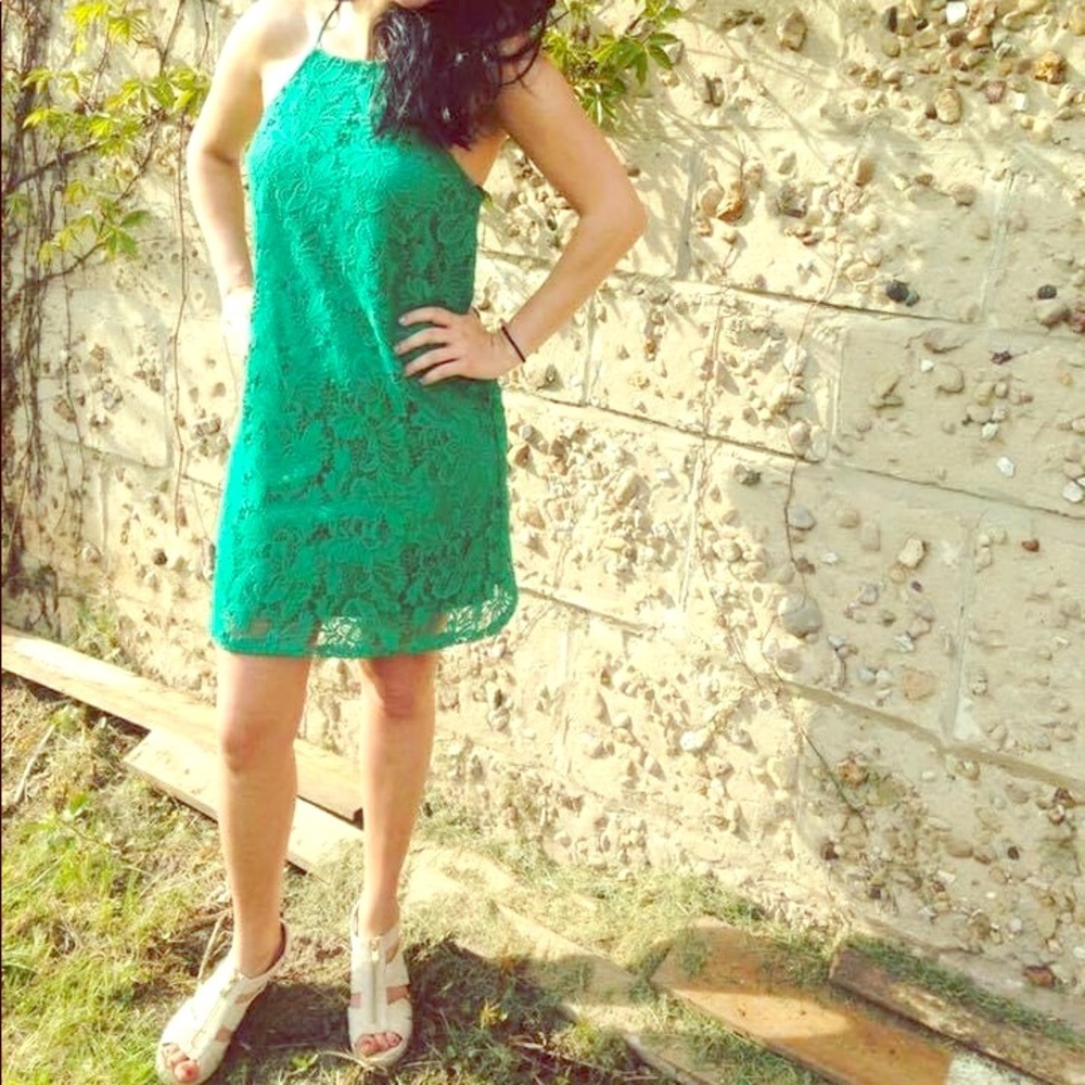 Green lace dress